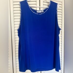 Susan Graver Royal Blue Tank Top with White Trim